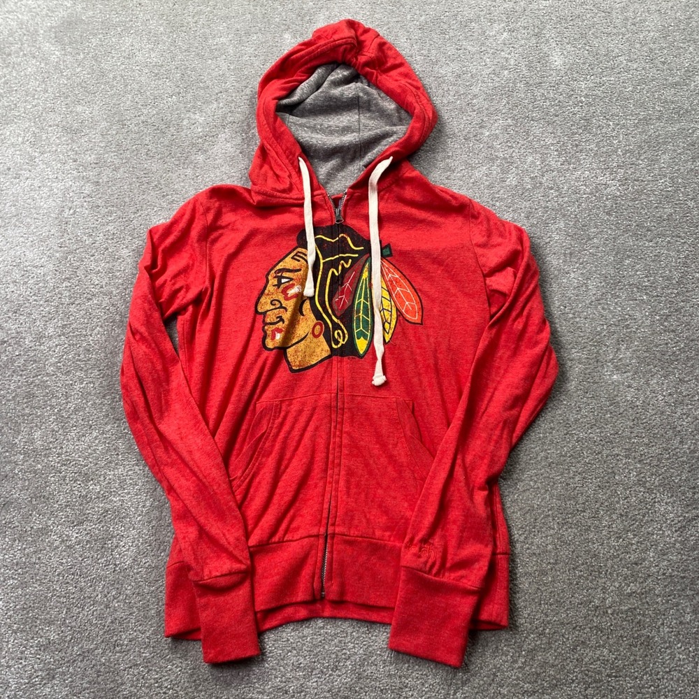 Touch Chicago Blackhawks Hoodie Women Medium Red Full Zip NHL Graphic Sweatshirt